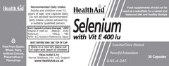 Health Aid Selenium with Vitamin E 400iu 30's