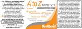 Health Aid A to Z Multivit with Lutein 30's