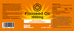 Hadley Wood Healthcare Flaxseed Oil 1000mg 90's
