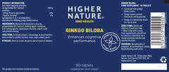 Higher Nature Ginkgo Biloba 90's