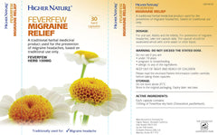 Higher Nature Feverfew Migraine Relief 30's