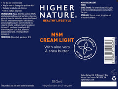 Higher Nature MSM Cream Light 150ml