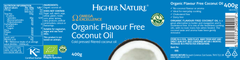 Higher Nature Organic Flavour Free Coconut Oil 400g