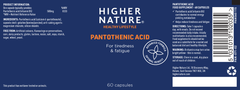 Higher Nature Pantothenic Acid 60's