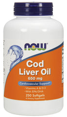 Cod Liver Oil, 650mg - 250 softgels | NOW Foods