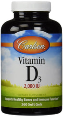 Vitamin D3, 2000 IU - 360 softgels | Carlson Labs