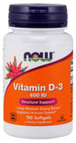 Vitamin D-3, 400 IU - 180 softgels | NOW Foods