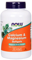 Calcium & Magnesium with Vit D and Zinc - 120 softgels | NOW Foods