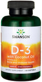 Vitamin D-3 with Coconut Oil, 2000 IU - 60 softgels | Swanson