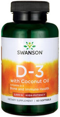 Vitamin D-3 with Coconut Oil, 2000 IU - 60 softgels | Swanson