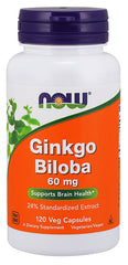 Ginkgo Biloba, 60mg - 120 vcaps | NOW Foods