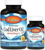 Wild Norwegian Cod Liver Oil Gems, 460mg - 150 + 30 softgels | Carlson Labs