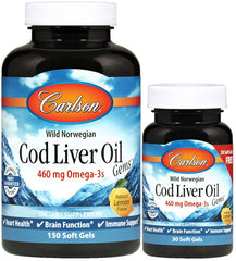 Wild Norwegian Cod Liver Oil Gems, 460mg - 150 + 30 softgels | Carlson Labs