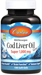 Wild Norwegian Cod Liver Oil Gems, 1000mg - 100 softgels | Carlson Labs