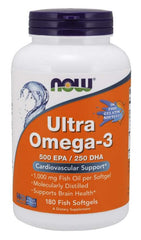 Ultra Omega-3 (In Fish Gelatin Softgels) - 180 fish softgels | NOW Foods