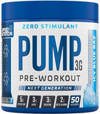 Pump 3G Pre-Workout (Zero Stimulant), Icy Blue Raz (EAN 634158794353) - 375 grams | Applied Nutrition