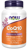 CoQ10 with Omega-3, 60mg - 120 softgels | NOW Foods
