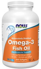 Omega-3 Fish Oil, Molecularly Distilled - 500 softgels | NOW Foods