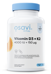 Vitamin D3 + K2, 4000IU + 150mcg - 120 softgels | Osavi