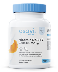 Vitamin D3 + K2, 4000IU + 150mcg - 60 softgels | Osavi