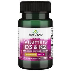 Vitamins D3 & K2, 50mcg & 75mcg - 60 vcaps | Swanson
