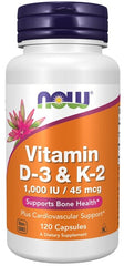Vitamin D-3 & K-2 - 120 caps | NOW Foods
