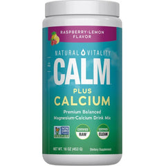 Natural Calm Plus Calcium, Raspberry Lemon - 453 grams | Natural Vitality