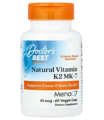 Natural Vitamin K2 MK7 with MenaQ7, 45mcg - 60 vcaps | Doctor's Best
