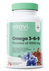 Omega 3-6-9 Flaxseed Oil, 1000mg - 60 softgels | Osavi