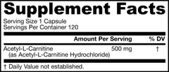 Jarrow Formulas Acetyl L-Carnitine 500mg 120's