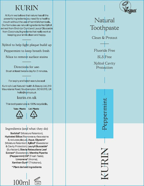 Natural Toothpaste Fluoride Free Peppermint 100ml – Kurin