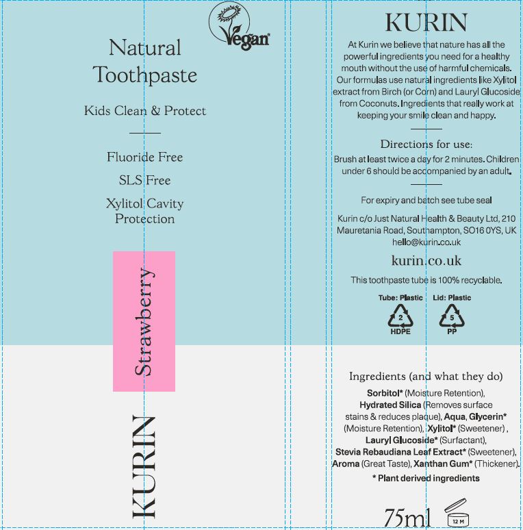 Natural Toothpaste Kids Clean & Protect Fluoride Free Strawberry 75ml ...