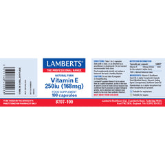 Lamberts Vitamin E 250iu (168mg) 100's