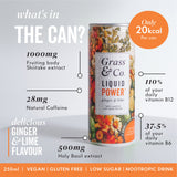 Grass & Co Liquid POWER Ginger & Lime with Shiitake Nootropic Drink 250ml