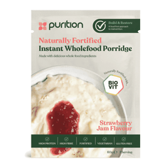 Purition Naturally Fortified Instant Wholefood Porridge Strawberry Jam Flavour 4 x 60g CASE