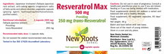 New Roots Herbal Resveratrol Max 500mg 60's