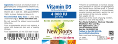 New Roots Herbal Vitamin D3 4000iu Liquid 15ml