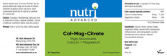 Nutri Advanced Cal-Mag Citrate 90's