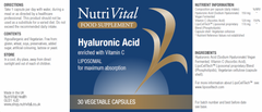 Nutrivital Hyaluronic Acid Liposomal 30's