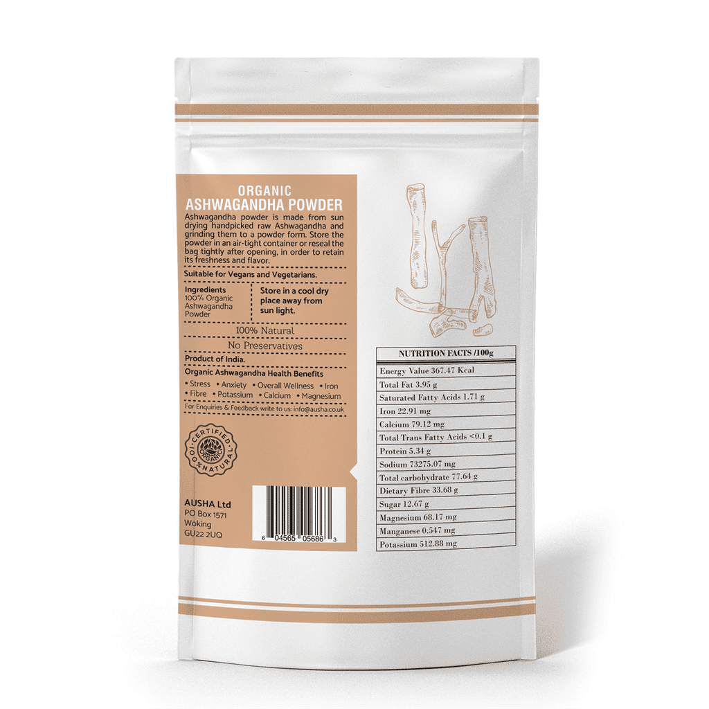 Ausha Organic Ashwagandha Powder 100g ausha-organic-ashwagandha-powder-100g