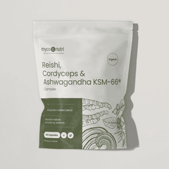 MycoNutri Organic Reishi, Cordcyeps & Ashwagandha KSM-66 Complex 60s