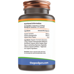 the Good guru Organic Turmeric + Ashwagandha & Black Pepper 90s