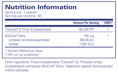 Pure Encapsulations Gluten Dairy Enzymes 60s