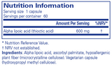 Pure Encapsulations Alpha Lipoic Acid 600mg 60's