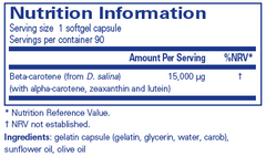 Pure Encapsulations Beta Carotene (with mixed carotenoids) 90's