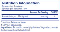 Pure Encapsulations Bromelain 2400 500mg 180's