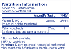 Pure Encapsulations Vitamin E (mixed tocopherols) 180's