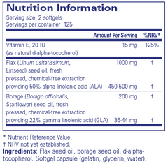 Pure Encapsulations Flax/Borage Oil 250's