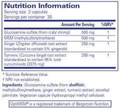 Pure Encapsulations Glucosamine, MSM with Ginger & Turmeric 60's