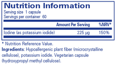 Pure Encapsulations Iodine (potassium iodide) 60's